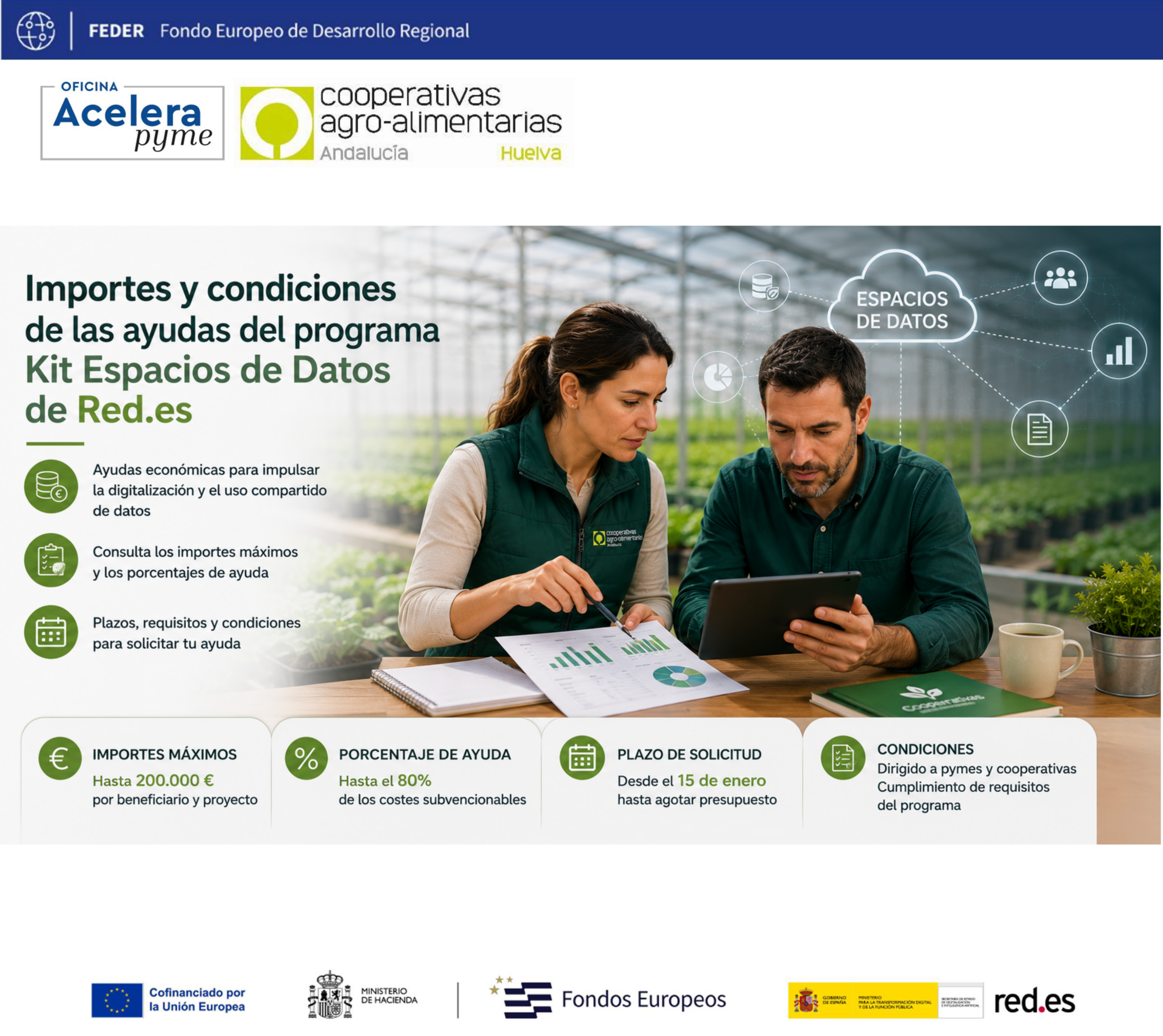 Importes y condiciones de las ayudas del programa Kit Espacios de Datos de Red.es